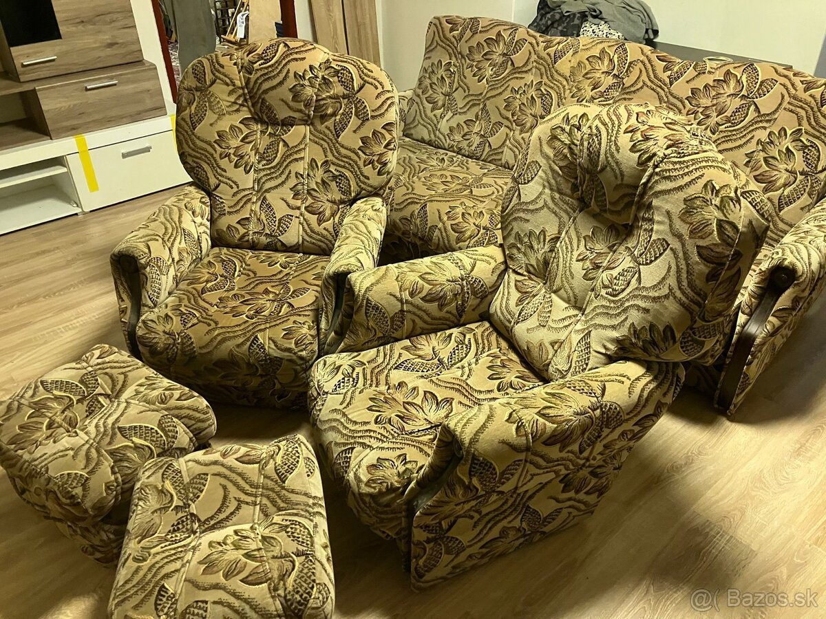 Predám retro sedačku komplet aj s kreslami a taburetmi