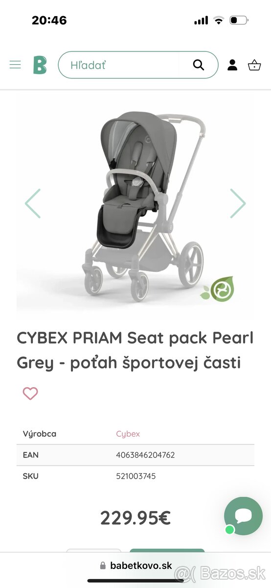 Seat pack Cybex priam