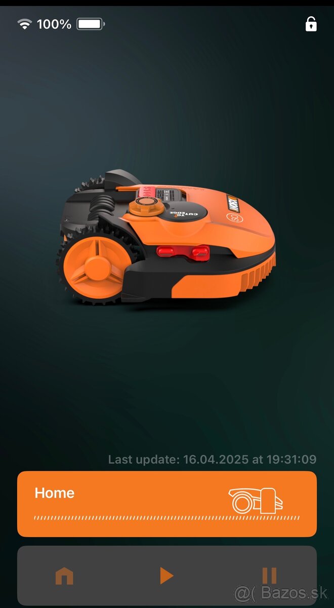 Robotická kosačka WORX SO500i s wifi+nabíjacia stanica.