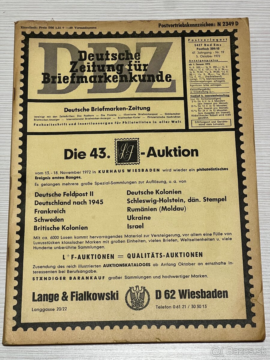 43. Aukcny katalog Nemecko 1972