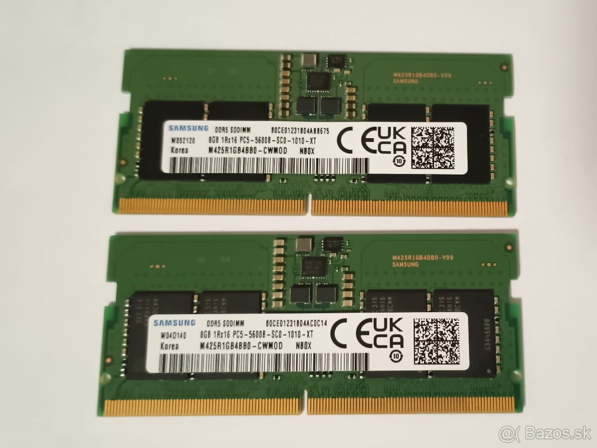 Predám 2ks 8GB SO-DIMM DDR5 5600MHz