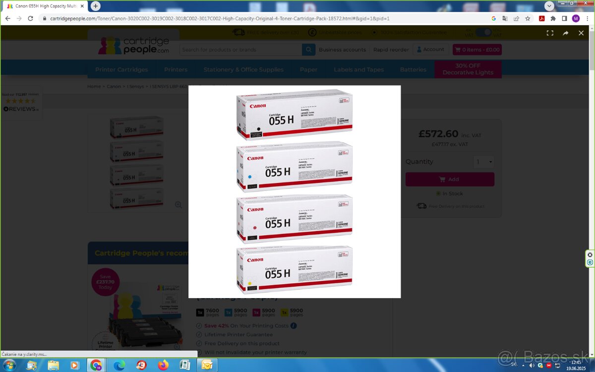 Canon LASER TONER 055HBK, 055HY, 055HM, 055HC