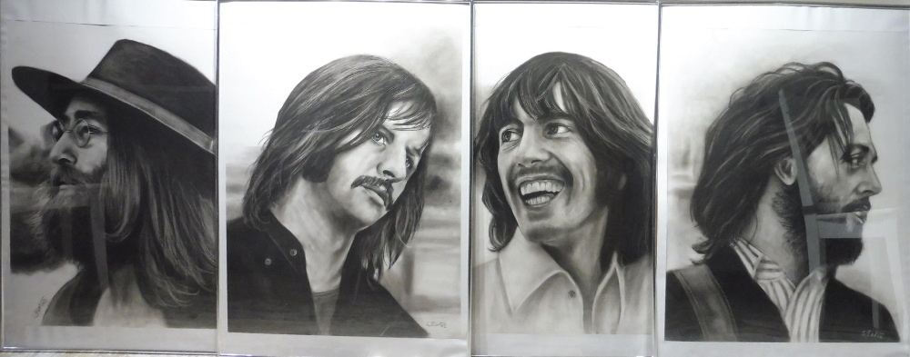Stanislav Baláž / The Beatles 4 ks pastel 85 x 65 cm