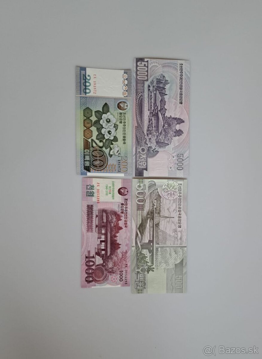 Bankovky Severná Kórea 4kusy