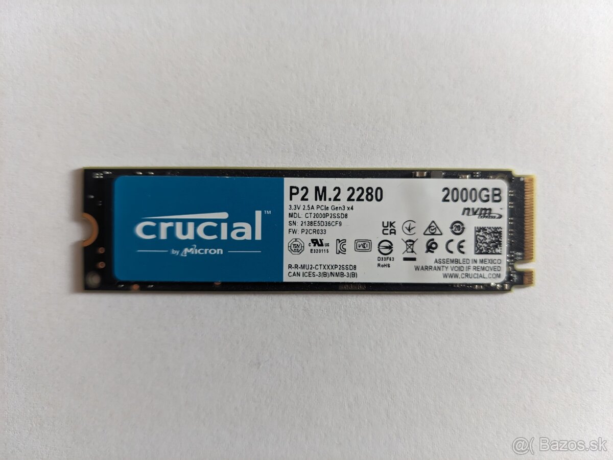 Crucial P2 2TB, M.2 2280, NVMe