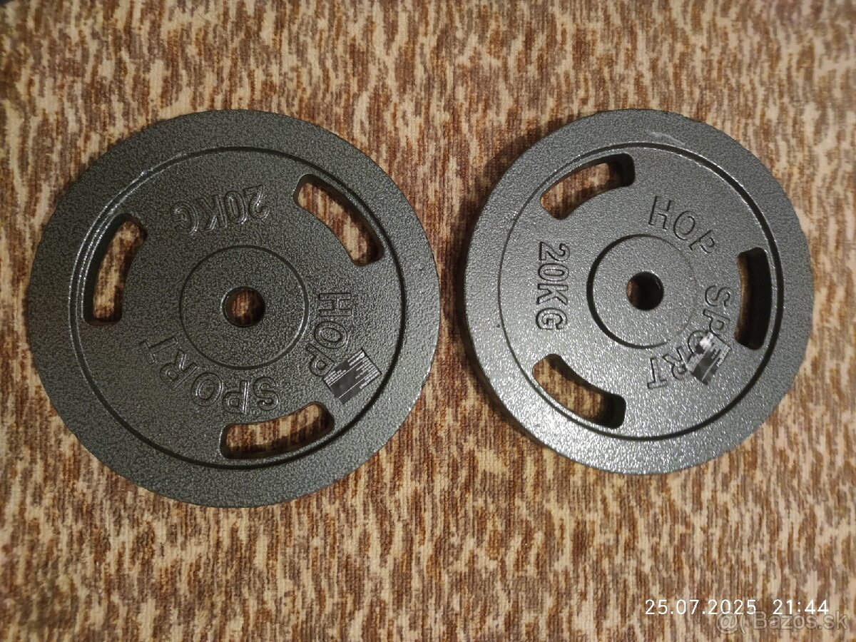 Predám liatinové kotúče na činky 2x20kg