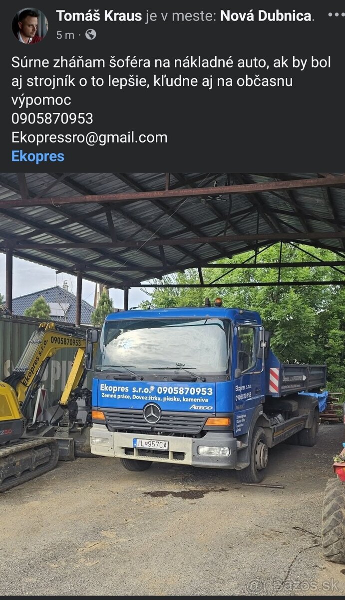 ŠOFÉR nákladné auto