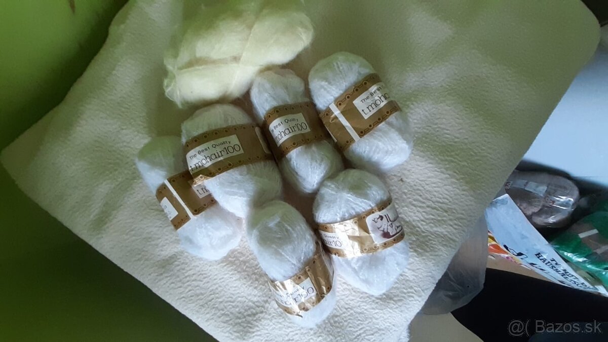 Krásna priadza typu Super Kid mohair - biela a svetložltá