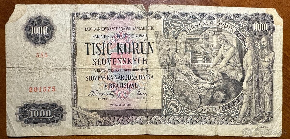 Bankovka 1000 korún slovenských 1940
