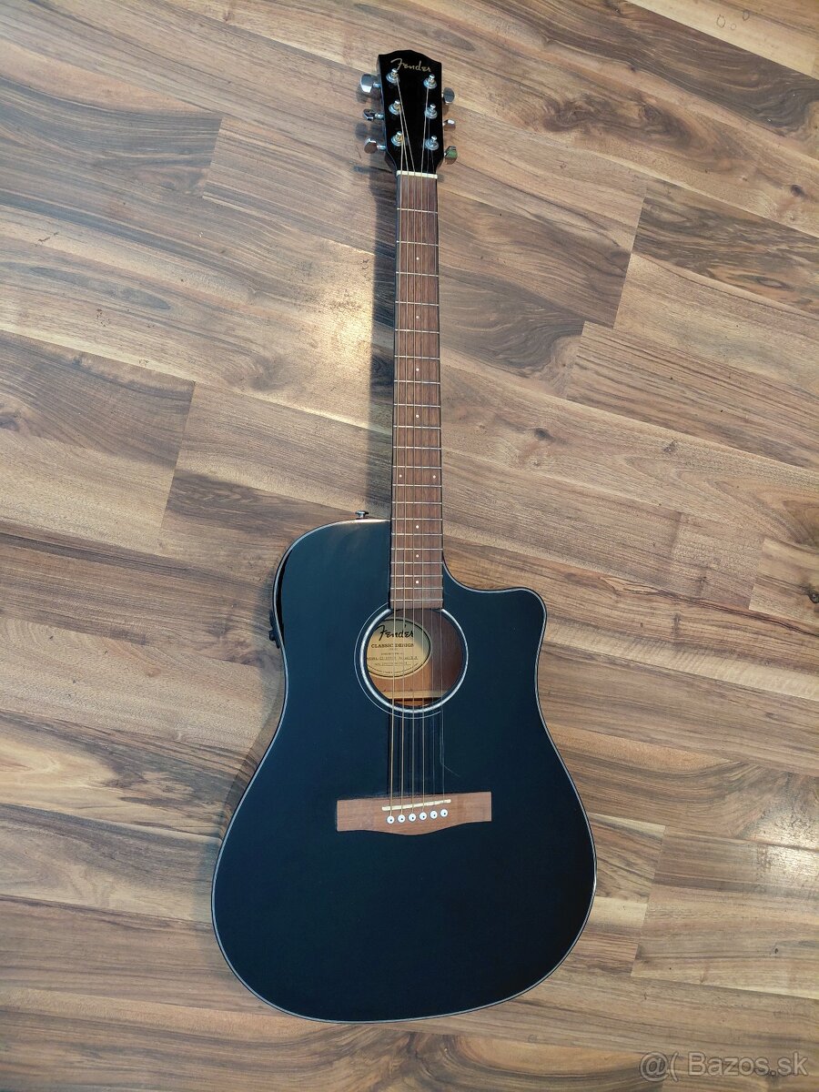 Fender CD-60SCE Black Elektroakustická gitara Dreadnought