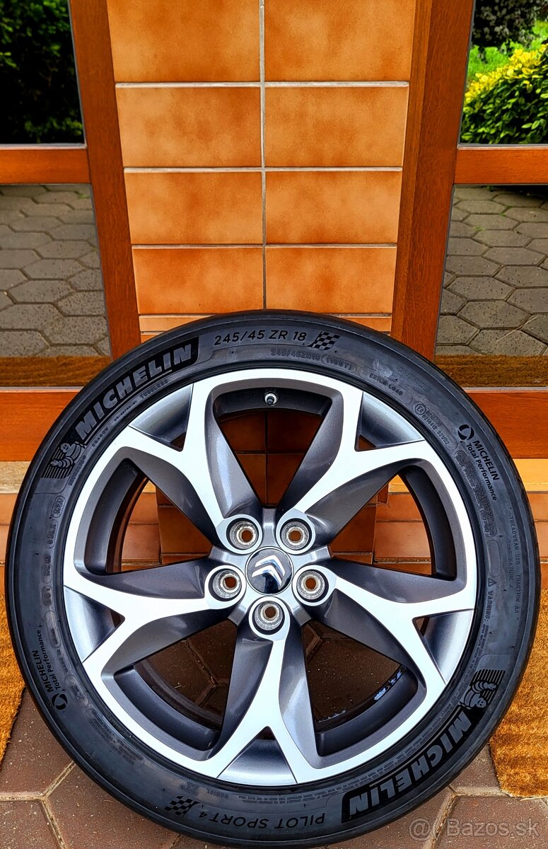 Alu R18 5x108 orig. CITROEN+TPMS+letné pneu