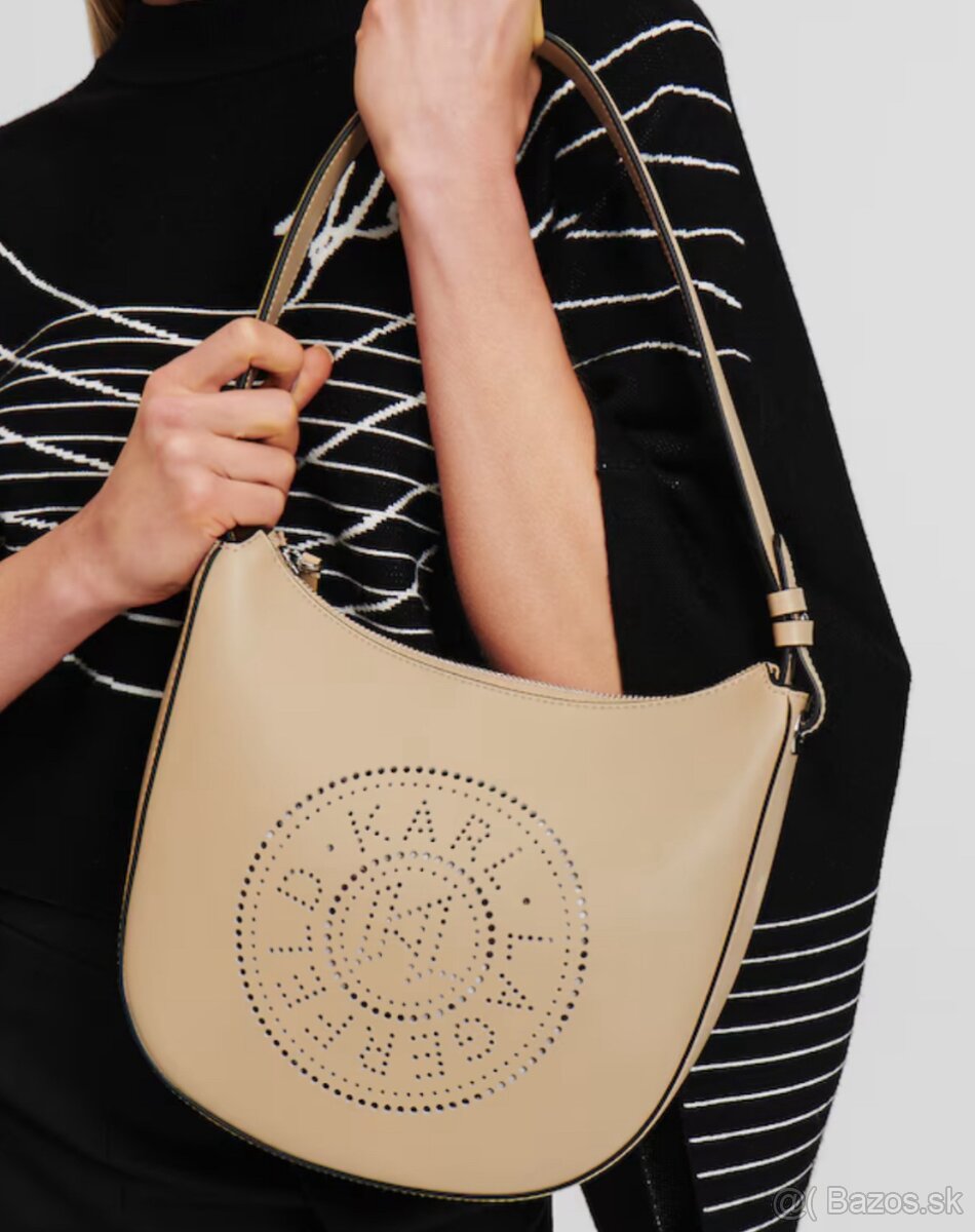 Karl Lagerfeld kabelka circle krémová kožená