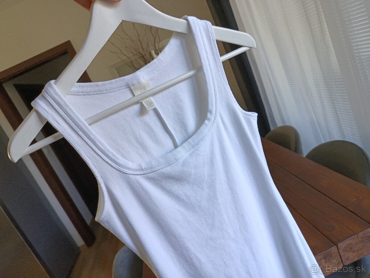 H&M biele vrúbkované mini šaty S-M