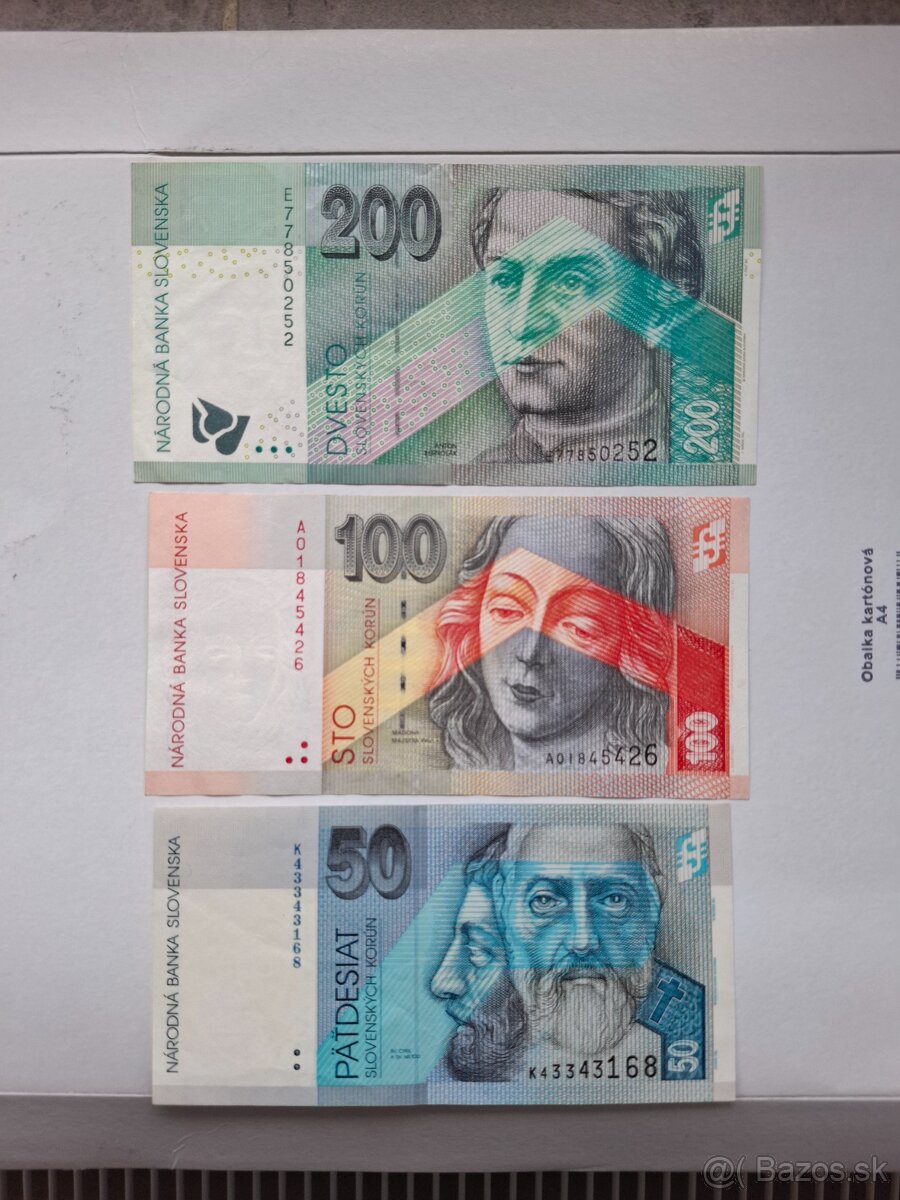 Slovenske bankovky, 200sk 100sk 50sk