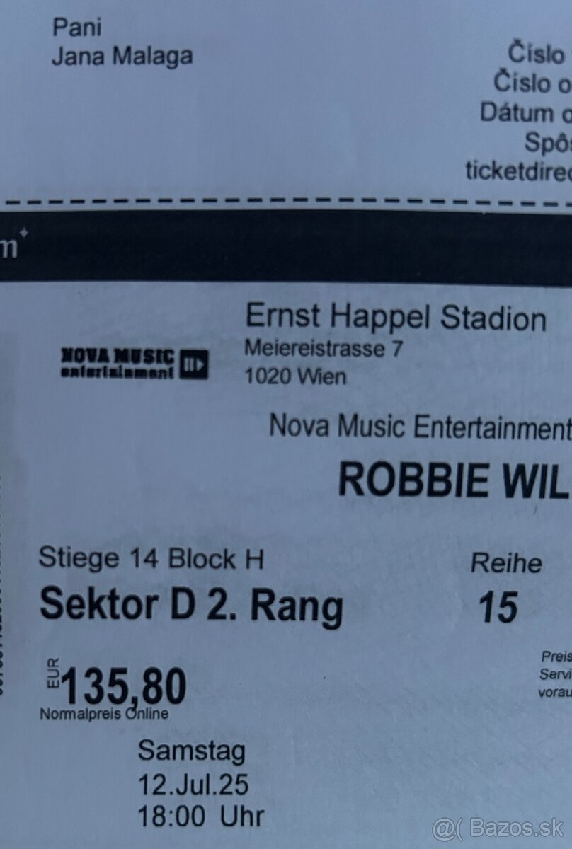 Robbie Williams 12.7. Viedeň