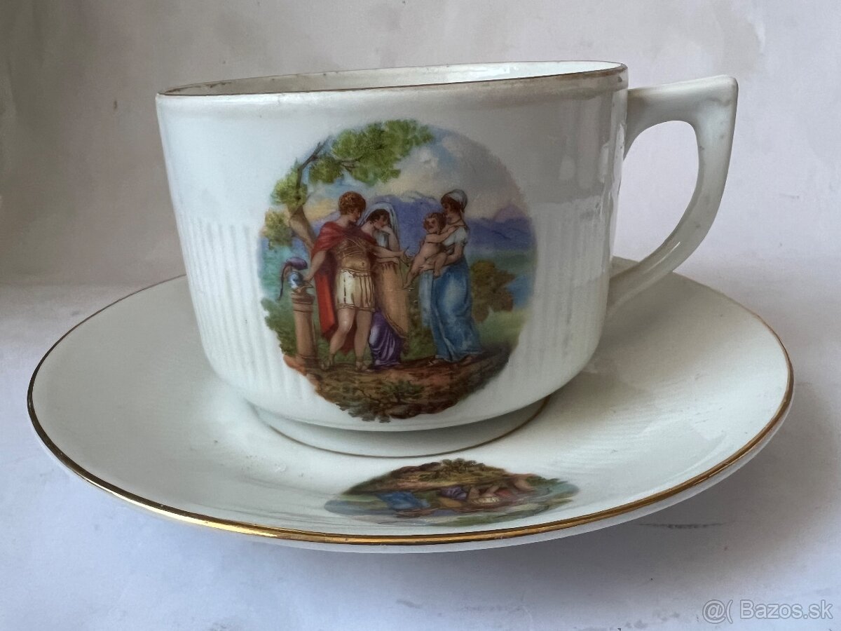 Starozitna vintage cca 100 rocna velka salka hrncek 3 gracie