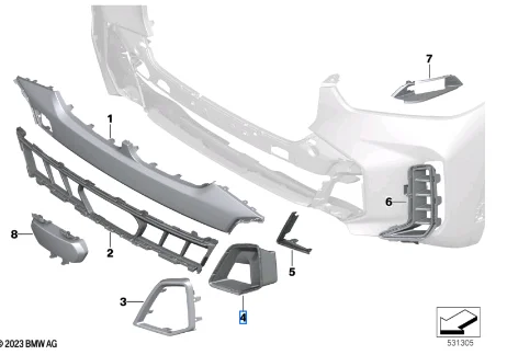 BMW X5 G05 2023+ vedenie vzduchu predného nárazníka