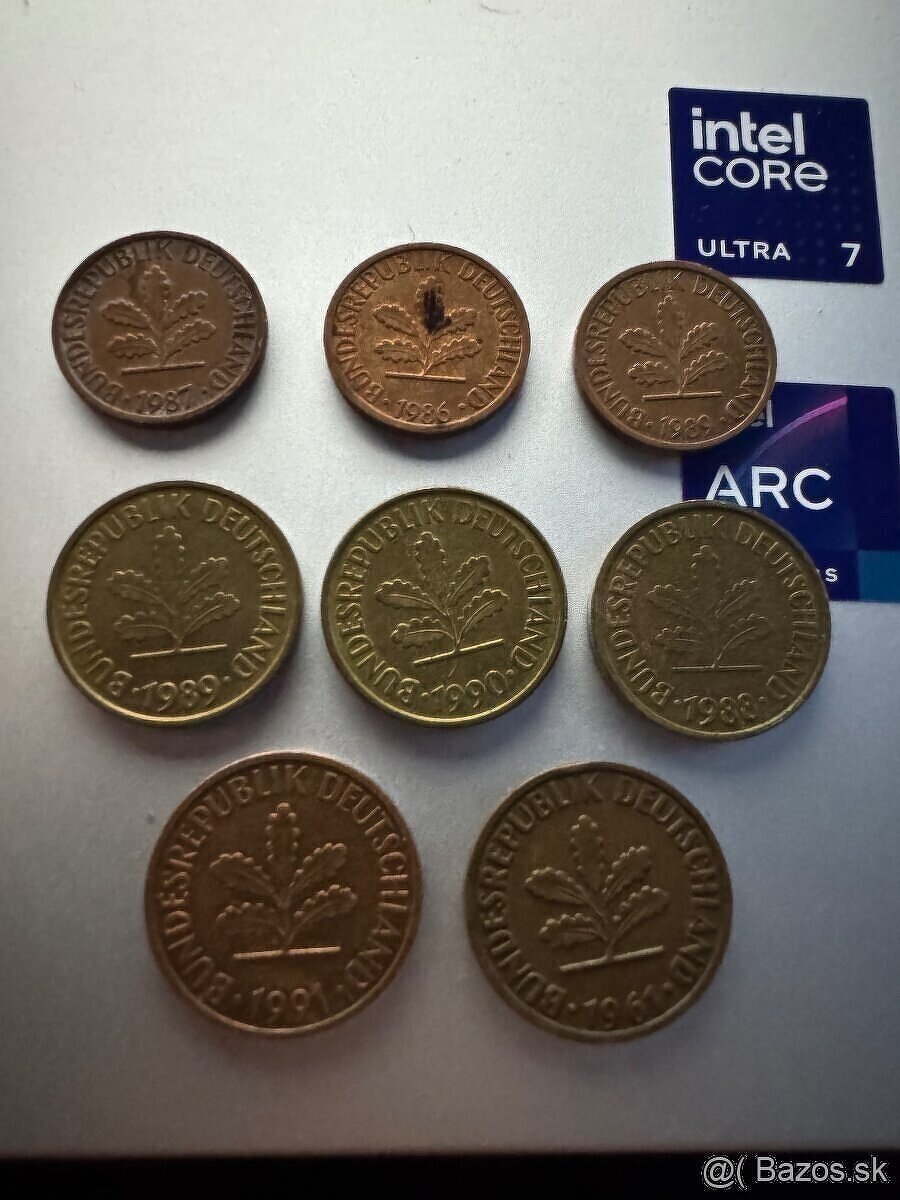 Nemecko - 5 Pfennig 3 ks, 2 Pf. 2 ks, 1 Pfennig 3 ks = 8 ks