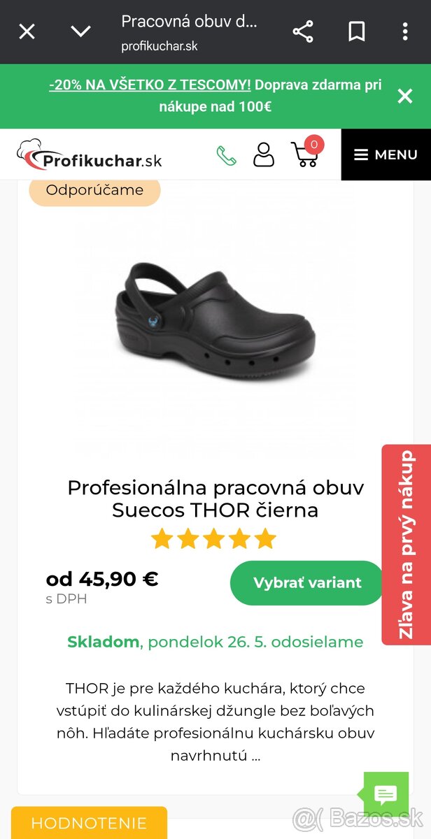 Pánska kuchárska obuv Suecos 44