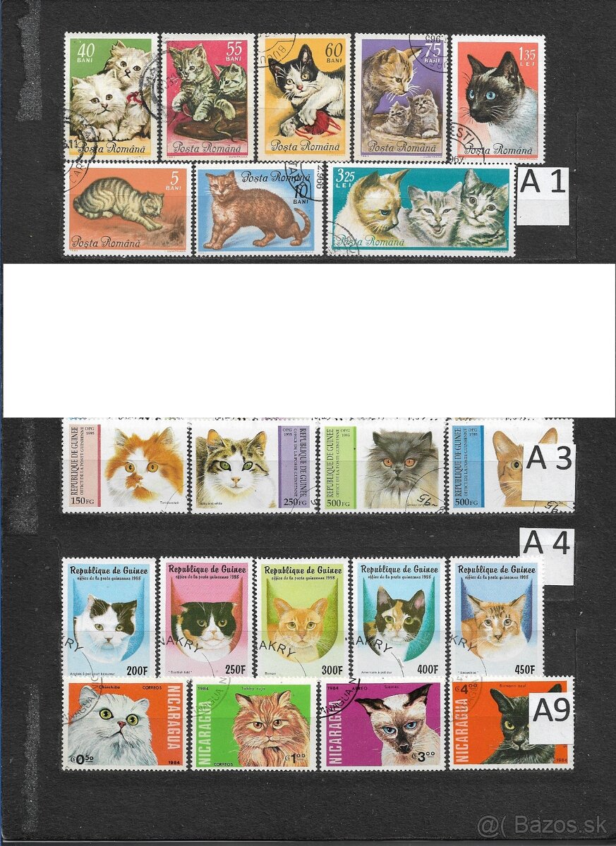 Filatelia-Poštové známky na predaj 5 zvieratá razené