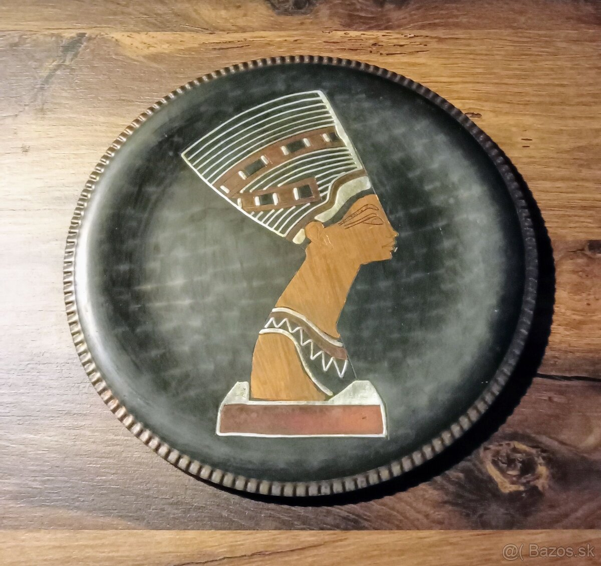 Predám ručne maľovaný medený tanier Nefertiti