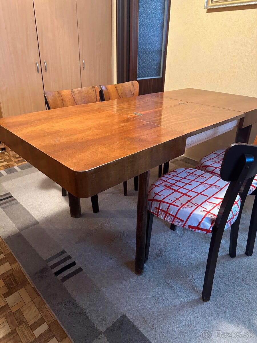 Predám rozkladací retro jedálenský stôl + servírovací stolík