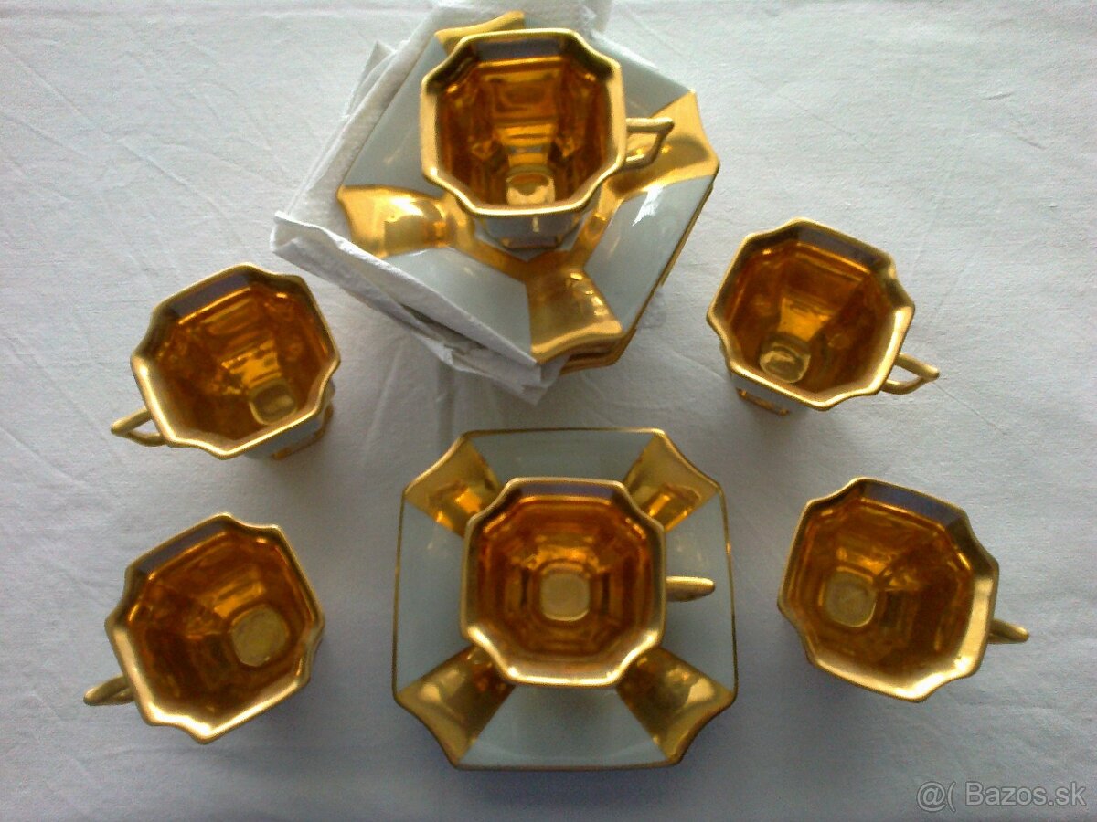 Kávová súprava - zlatá - porcelán