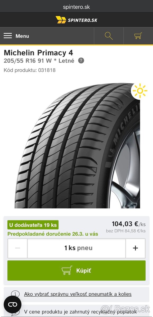 Pneumatiky letné 205/55 R16.