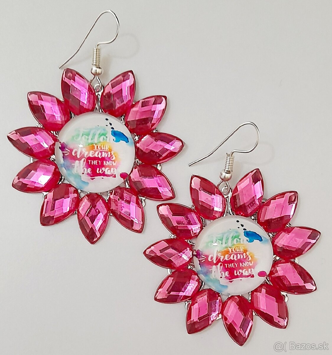 Handmade náušnice, cyklamenové