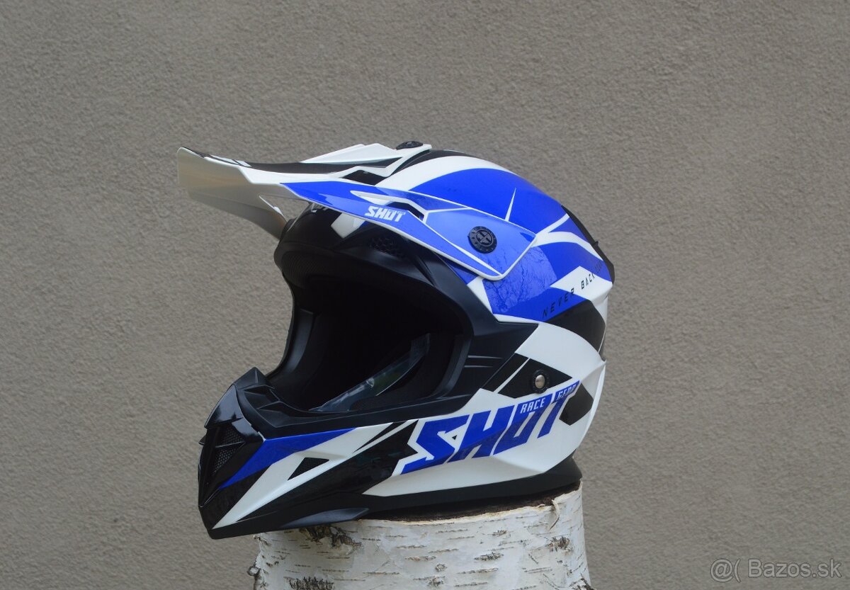 helma prilba, modro biela shot mx enduro
