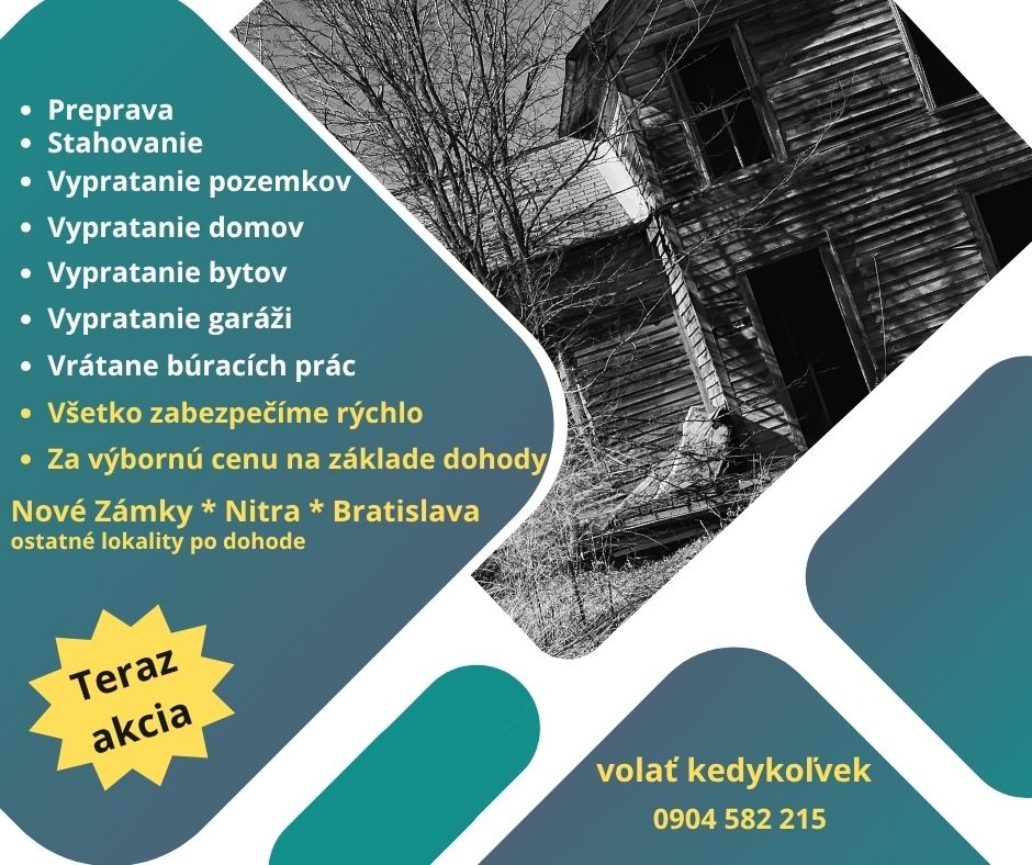 Sťahovanie, preprava, vypratávanie NR-BA-NZ-KN-SA