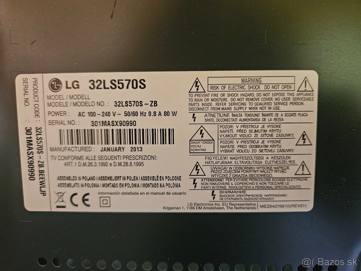 Predám TV LG 32LS570S – 32" Smart LED televízor