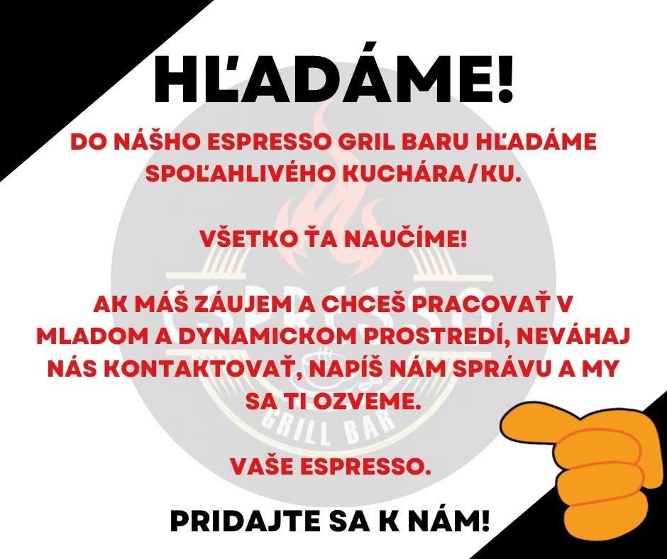 Espresso Grill Bar Budimir hľadá nový staff 