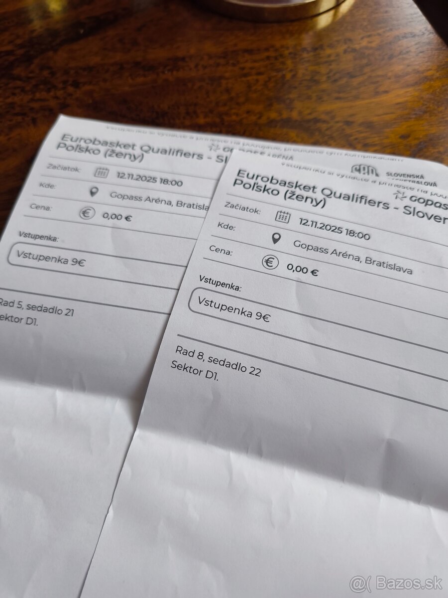 Lístky basketbal Slovensko - Poľsko dnes