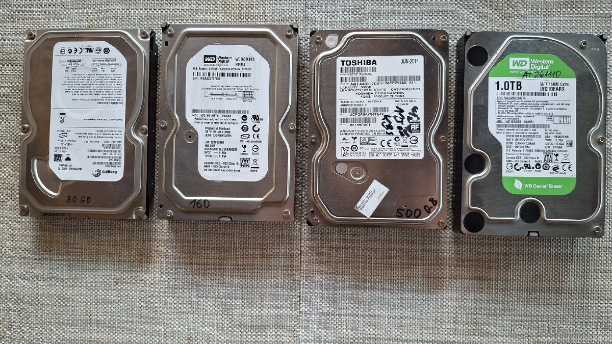 4x HDD 1tb 500gb 160gb 80gb