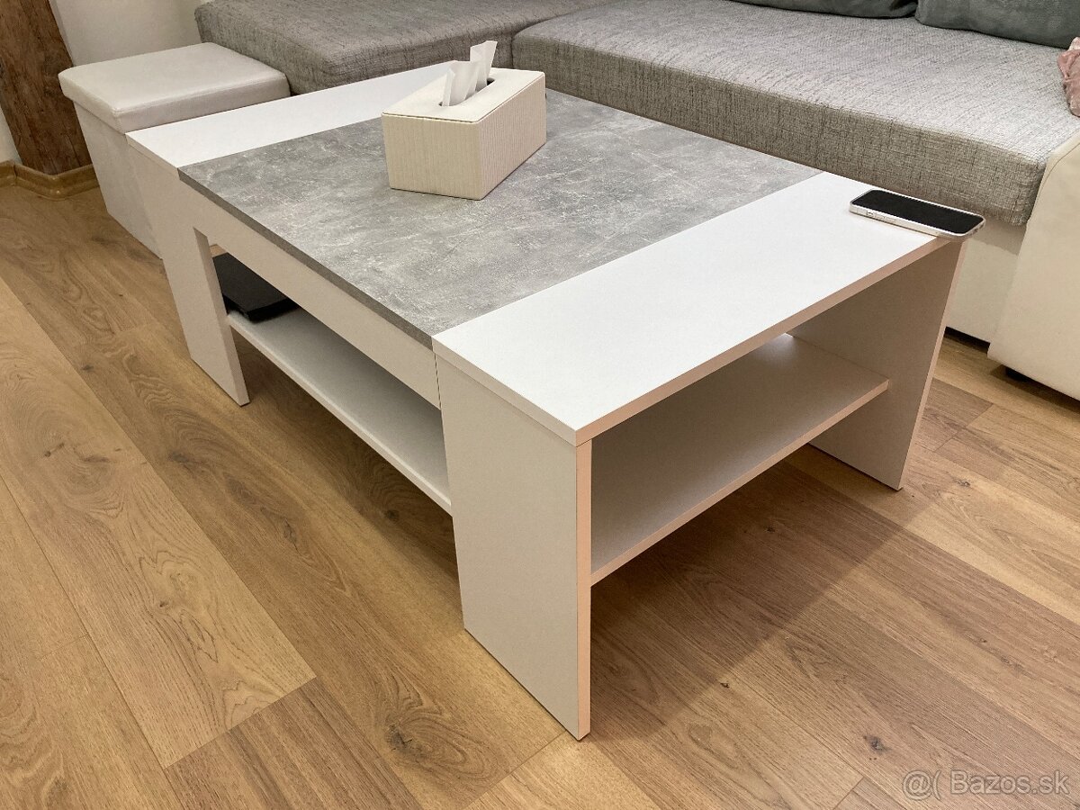 Konferenčný stôl biely a betón