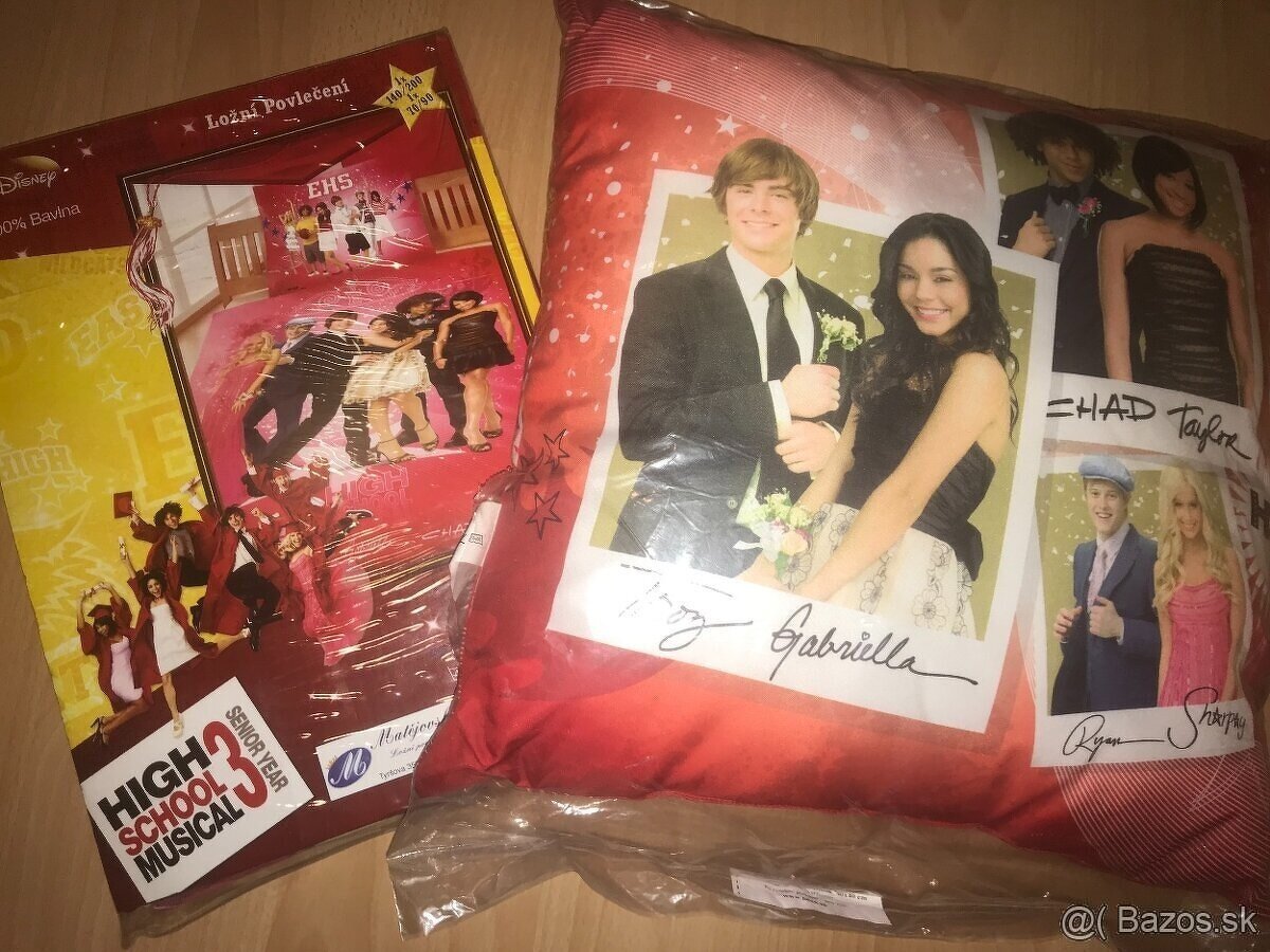 SADA HIGH SCHOOL MUSICAL red: obliečky+vankúš+osuška+darček
