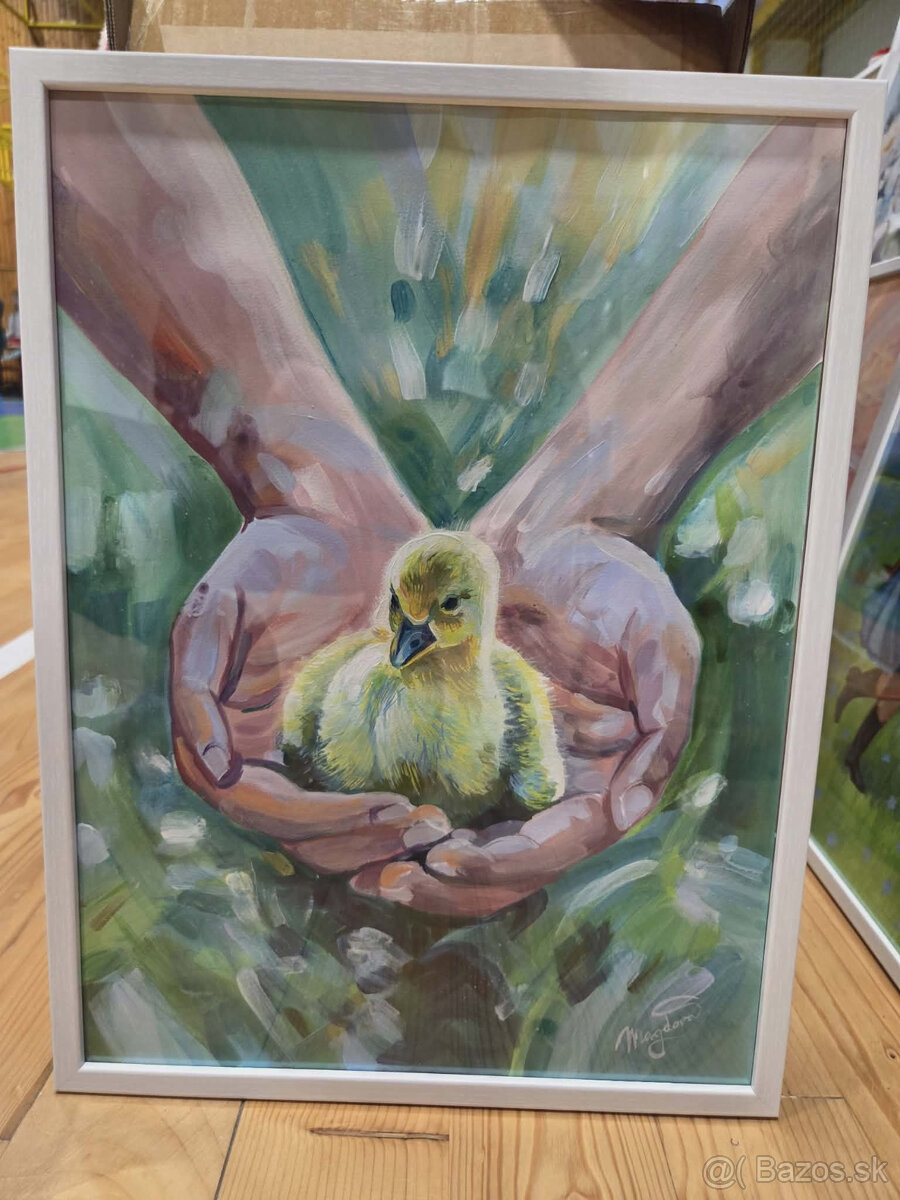 Akryl na akvarelovom papieri, ramik 30x40cm, motív : Káčatko
