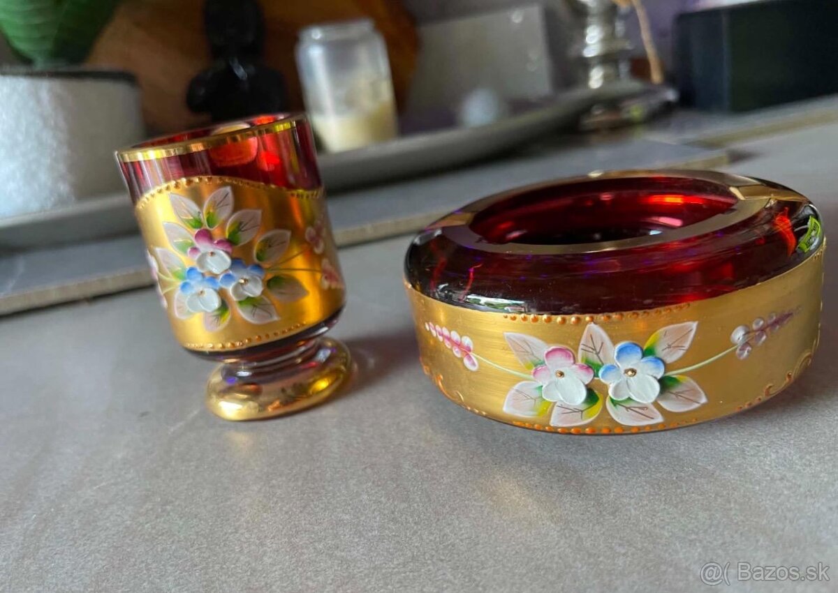 Luxusný retro set: Popolník a kalíšok