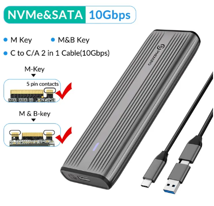 M2 NVMe (pciEx) + SATA USB adaptér