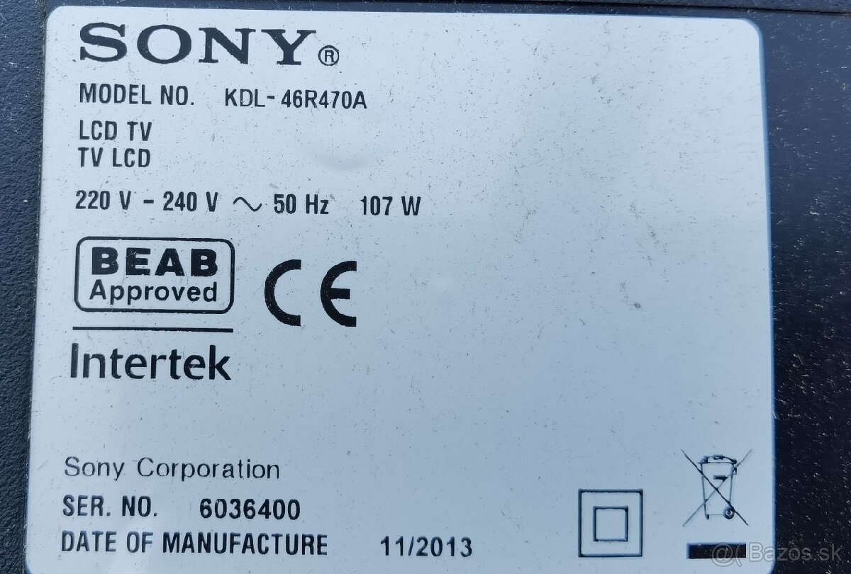 Predám diely z TV Sony KDL-46R470A
