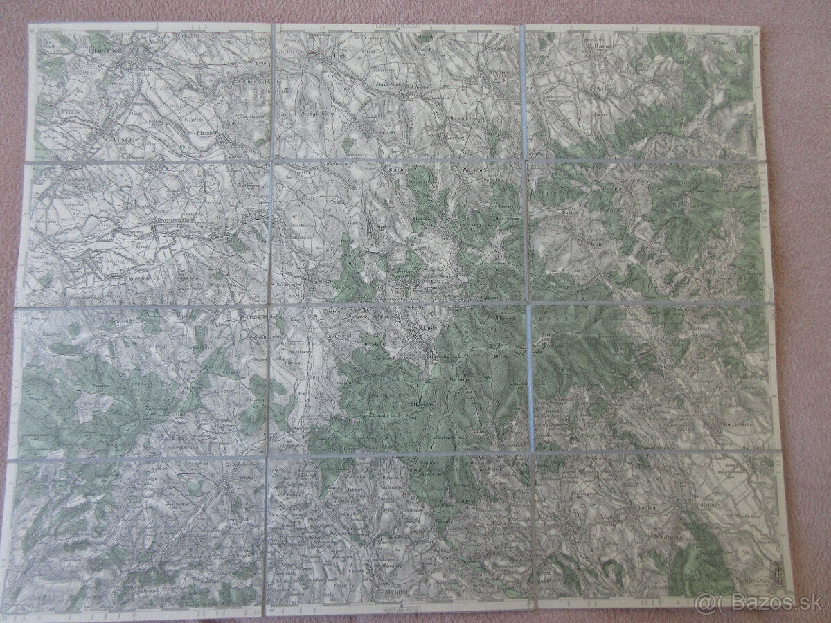 Mapa Nové Mesto n/Váhom, Myjava, Stará Turá, 1931