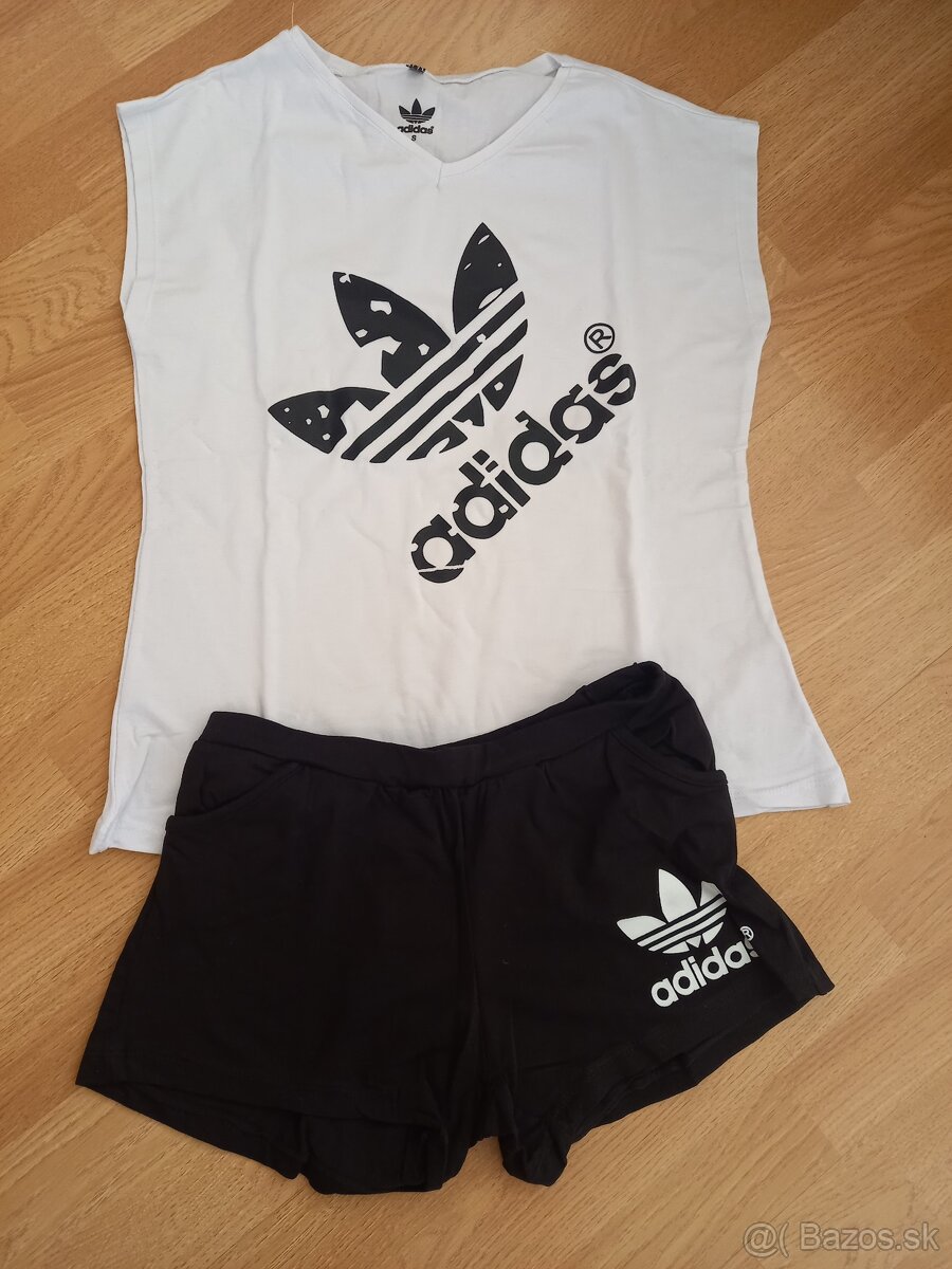 damsky komplet adidas, sort. čierno-biely