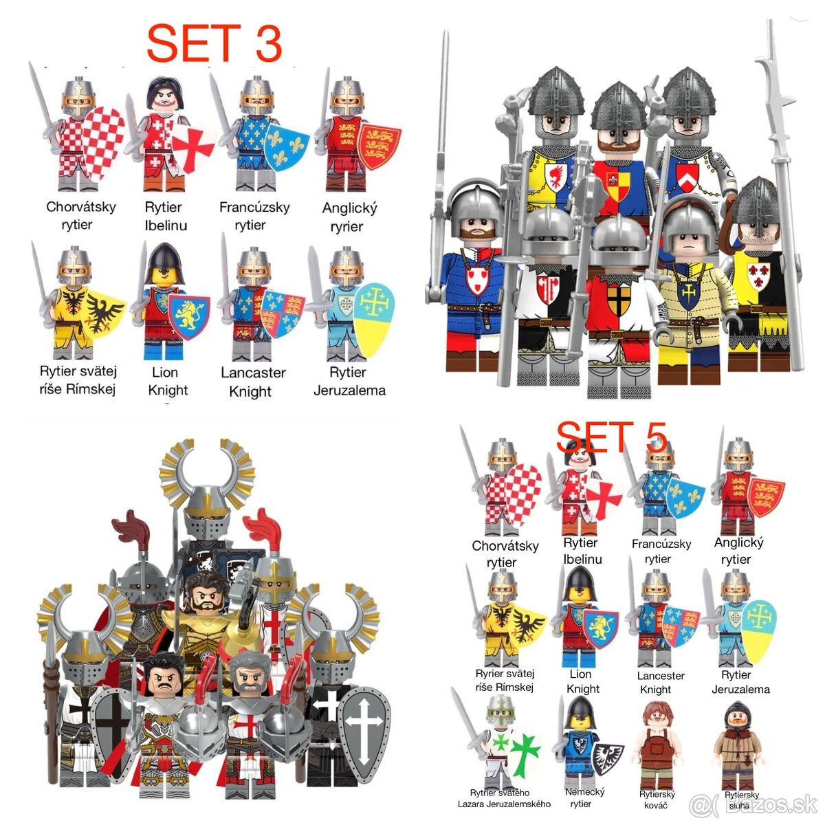 Figúrky Rytieri 3 (8ks) - typ lego, nové, nehrané