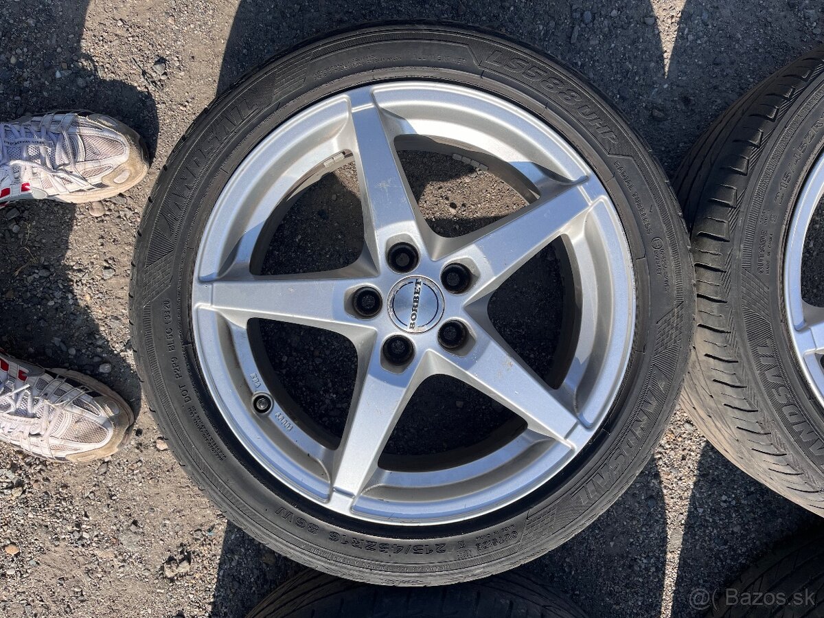 Borbet 5x100 R16 7J ET38 + 215/45R16 letné pneu