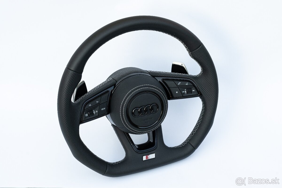 AUDI KOŽENÝ EXCLUSIVE VOLANT +AIRBAG+F1 PADLA BIELA/ČIERNA
