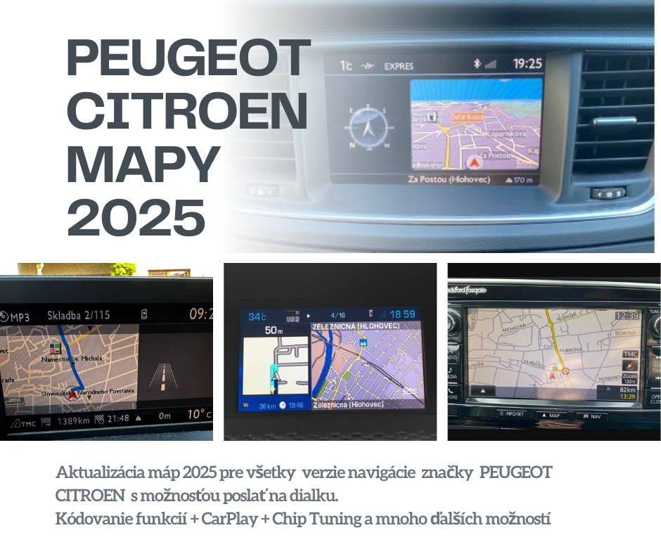 Aktualizácia máp Peugeot / Citroen 2025 navigácia SD/USB/CD
