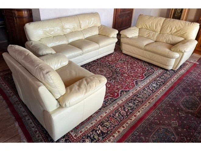 Luxusní kožená sedací souprava 3+2+1, 3296