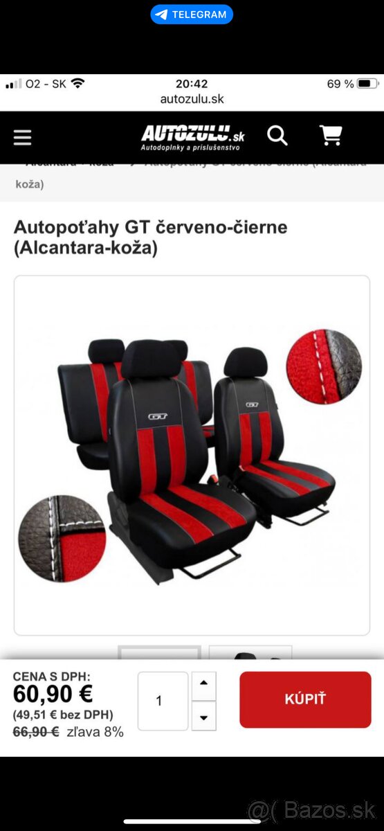 Poťah na sedadla Alfa GT