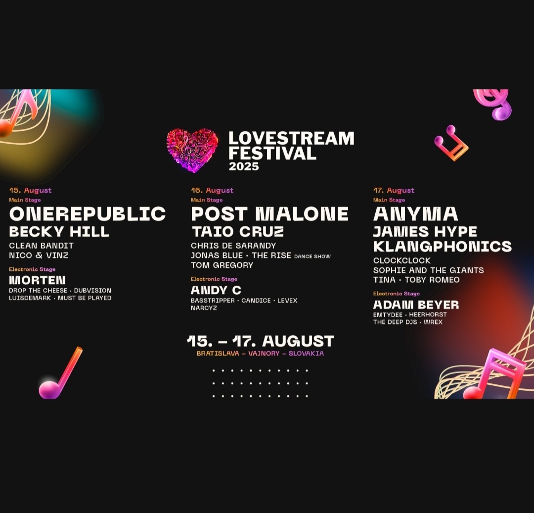 Lovestream festival 2025 Post Malone, One Republic a dalsi